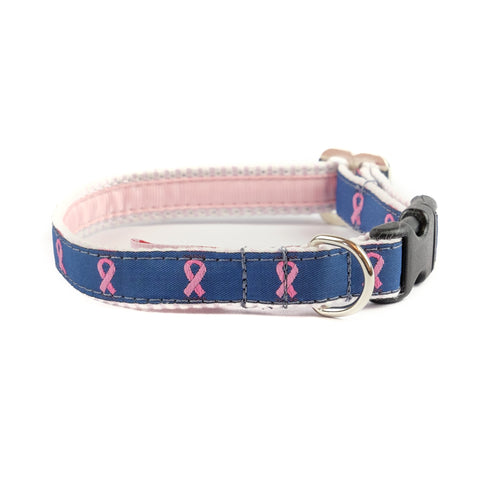 Breast Cancer Ribbon Dog Collar 5/8
