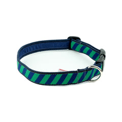 Green Repp Dog Collar - Navy Webbing